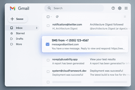 SMS transforming into email illustration